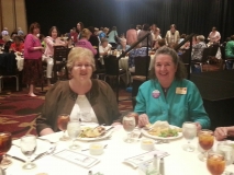 Becky and Betty eat before the fashion show (Fajitas! Yum!)