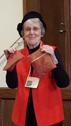 Marilyn Beaver showing off GownTown bags